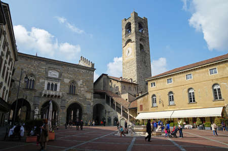 BERGAMO, ITALY - MARCH 29, 2016: View of picturesque ancient italian town of Bergamo on 29 March 2016のeditorial素材