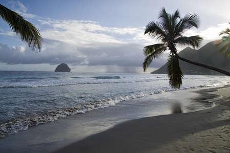 Sunset above La Diamond beach, Martinique Island, Lesser Antilles