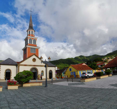LES ANES D'ARLET, MARTINIQUE, FRANCE - DECEMBER 31: People waiting in front of Church Of Saint Henry on December 31, 2016, Martinique Island - Lesser Antilles, French overseas territoryのeditorial素材