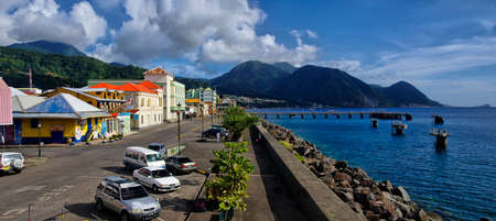 ROSEAU, DOMINICA - JANUARY 9, 2017 - The street life of Roseau city on January 9, 2017. Roseau is the capital of Dominica island, Lesser Antillesのeditorial素材