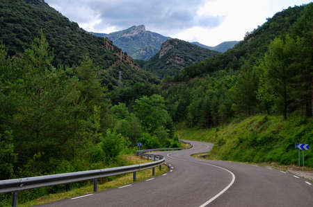 Road along the Lago Bonito, Cercs, Catalonia, Spainの写真素材