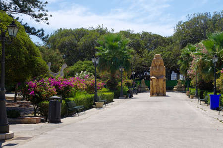 TRAPANI, ITALY - AUGUST 08th, 2017:Deserted main park in the center of Trapani in the high noon on August 8, 2017, Sicily, Italyのeditorial素材