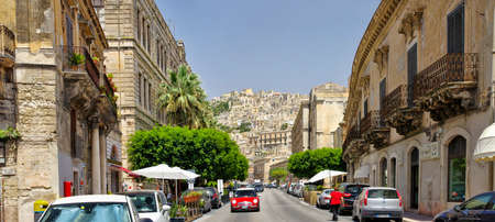MODICA, ITALY - AUGUST 11th, 2017: The historical city center of Modica in Sicily, Italy is a UNESCO...