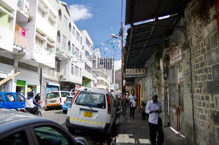 Port Louis, Mauritius - August 16, 2018: Street life of Port Louis on August 16, 2018 in Port Louis, Mauritius. Mauritius is a religiously diverse nation, it is a secular state and freedom of religion is a constitutional right.のeditorial素材