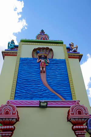 An ancient Hindu temple in Mauritius Island. Mauritius, an Indian Ocean island nation, is known for its beaches lagoons and reefsの写真素材