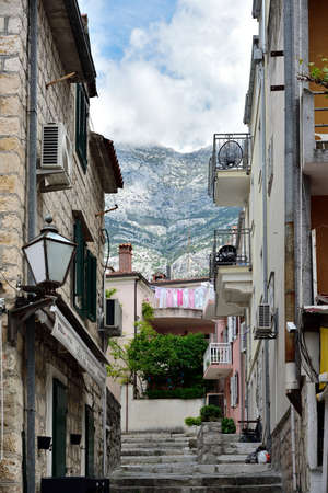 MAKARSKA, CROATIA - MAY 1, 2019 - The famous and beautiful Makarska town in Dalmatia popular tourist destination in Dalmatia. Croatiaのeditorial素材