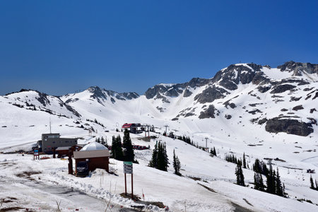 WHISTLER, BC, CANADA, MAY 30, 2019: Ski Resort in Whistler - Canadian Ski Resort town approximately 125 kilometers north of Vancouverのeditorial素材
