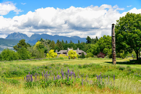 VANCOUVER, BC, CANADA, JUNE 03, 2019: Surroundings of the Museum of Anthropology at the University of British Columbia UBC campus in Vancouver, British Columbia, Canada.の写真素材