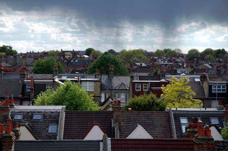 rain clouds over londonの写真素材
