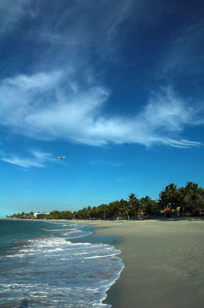 a plane over puerto plata, dominican republicの写真素材