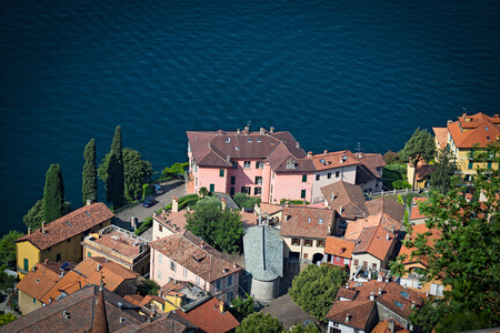 Landascape of lake of Lecco from Varennaの写真素材