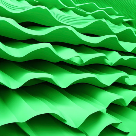 abstract green background with smooth wavy lines. 3d renderの素材