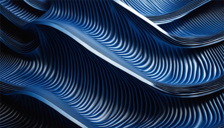 Abstract blue wavy background. 3d rendering, 3d illustration.の素材