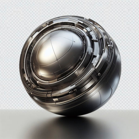 3d render of metal ball isolated on white background. 3d illustrationの素材