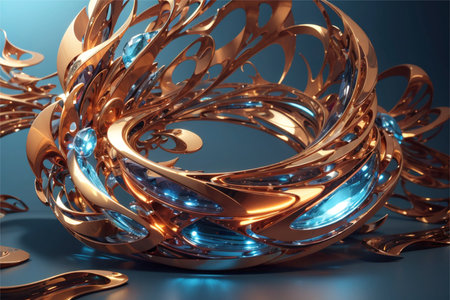 3d illustration of abstract geometric composition, digital art works. 3d render.の素材