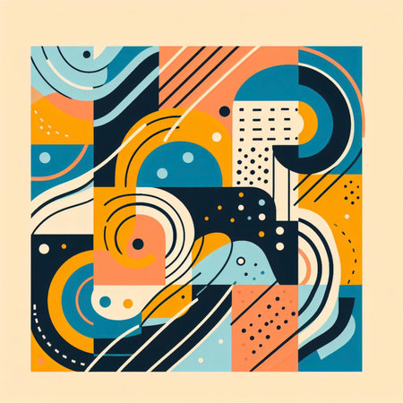 Abstract background with geometric elements in retro style. Vector illustration for your design.の素材