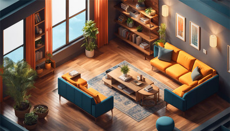 3D Isometric Flat Vector Conceptual Illustration of a Fast Food Restaurantの素材