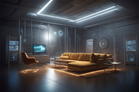 Modern bright interiors. 3d rendering abctract scene computer generated imageの素材