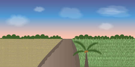 Field in the pink skyのイラスト素材