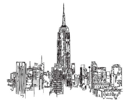 city skyscraper line art illustrationのイラスト素材
