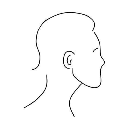 Woman girl head vector hand drawn line art illustration. One Line style drawingのイラスト素材
