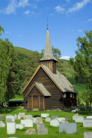 Wood church in one of  Norway townの写真素材