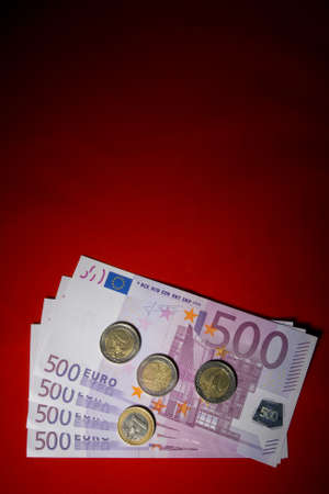 Money on red, euroの写真素材