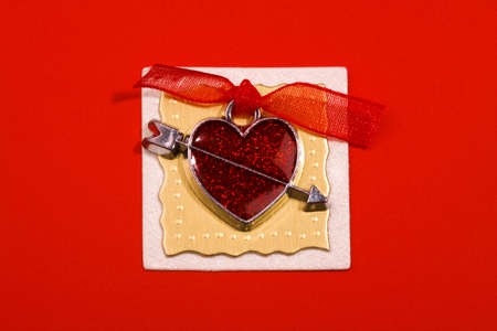 Symbol of love is made from metal and spangleの写真素材