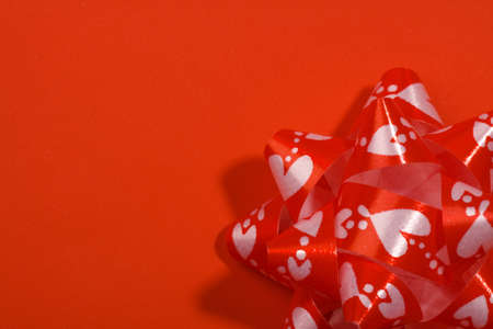 Decoration red bow with hearts on itの写真素材
