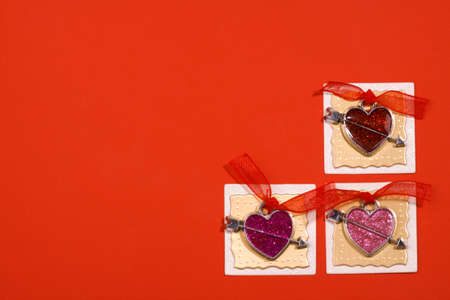 accessories for st valentine's card, three heartsの写真素材