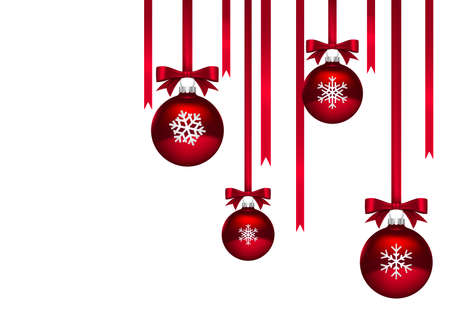 Christmas balls hanging with ribbonsのイラスト素材