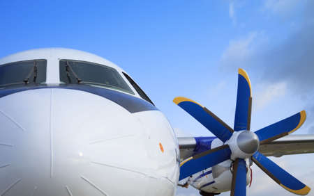 Warplane with  wings and aircraft propeller