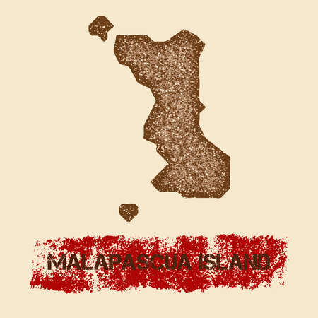 Malapascua Island distressed map. Grunge patriotic poster with textured island ink stamp and roller paint mark.のイラスト素材