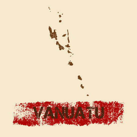 Vanuatu distressed map. Grunge patriotic poster with textured country ink stamp and roller paint mark, vector illustration.のイラスト素材