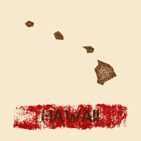 Hawaii distressed map. Grunge patriotic poster with textured state ink stamp and roller paint mark, vector illustration.のイラスト素材