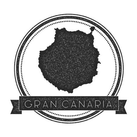 Gran Canaria map stamp. Retro distressed insignia. Hipster round badge with text banner. Island vector illustration.のイラスト素材