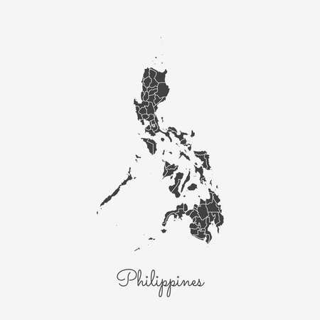 Philippines region map: grey outline on white background. Detailed map of Philippines regions. Vector illustration.のイラスト素材