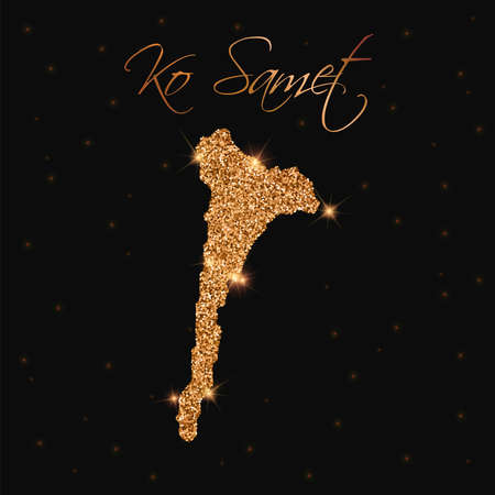 Ko Samet map filled with golden glitter. Luxurious design element, vector illustration.のイラスト素材