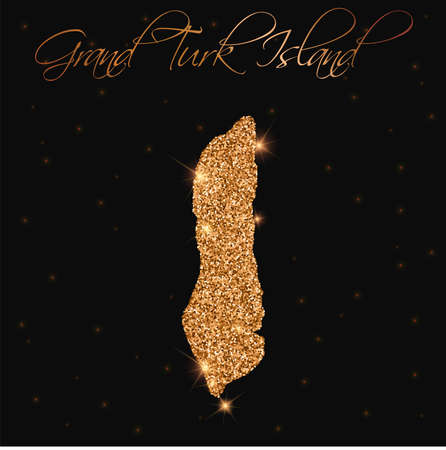 Grand Turk Island map filled with golden glitter. Luxurious design element, vector illustration.のイラスト素材