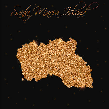 Santa Maria Island map filled with golden glitter. Luxurious design element, vector illustration.のイラスト素材