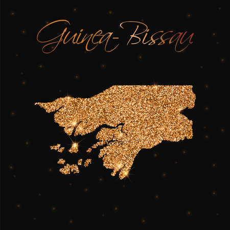 Guinea-Bissau map filled with golden glitter. Luxurious design element, vector illustration.のイラスト素材
