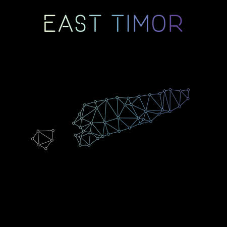 Timor-Leste network map. Abstract polygonal map design. Network connections vector illustration.のイラスト素材