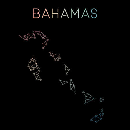 Bahamas network map. Abstract polygonal map design. Network connections vector illustration.のイラスト素材