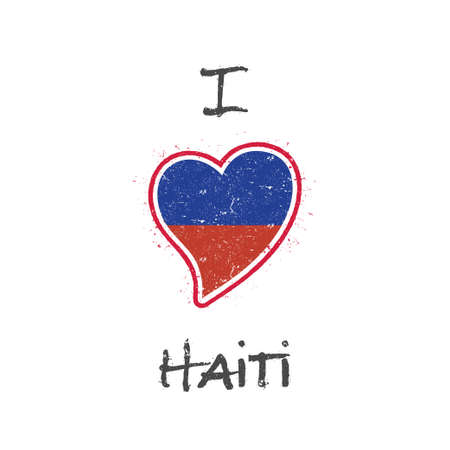 Haitian flag patriotic t-shirt design. Heart shaped national flag Haiti on white background. Vector illustration.のイラスト素材