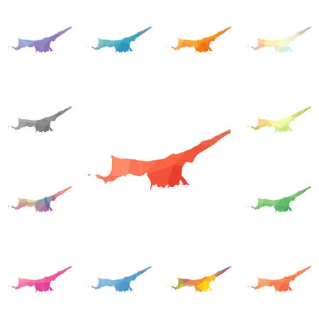 Northern Cyprus geometric polygonal, mosaic style maps collection. Bright abstract tessellation, low poly style, modern design. Northern Cyprus polygonal maps for your infographics or presentation.のイラスト素材