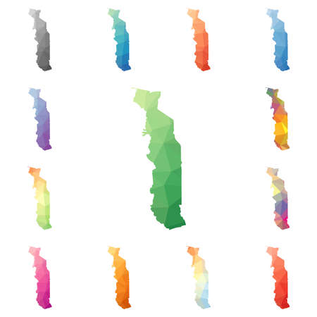 Togo geometric polygonal, mosaic style maps collection.のイラスト素材
