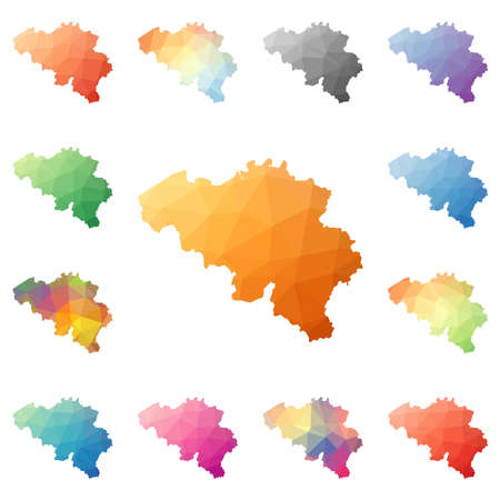 Belgium geometric polygonal, mosaic style maps collection.のイラスト素材
