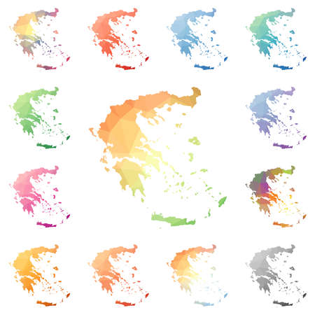 Greece geometric polygonal, mosaic style maps collection.のイラスト素材