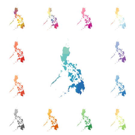 Philippines geometric polygonal, mosaic style maps collection. presentation.のイラスト素材