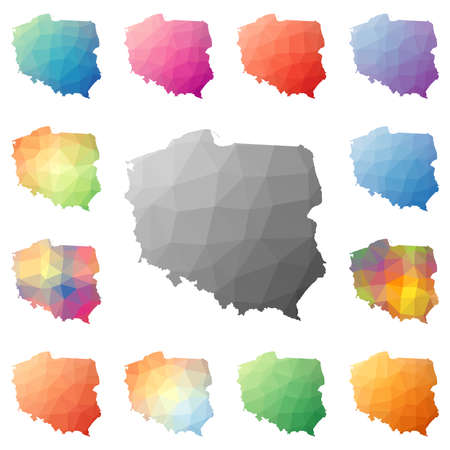 Poland geometric polygonal, mosaic style maps collection.のイラスト素材